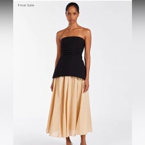 Dissh. TIA SAND LINEN CIRCLE MIDI SKIRT